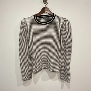 Anthropologie Black & White Striped Long Sleeve Knit Top Size XS